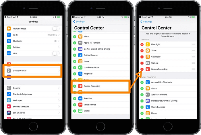 iphone デバイス付属のスクリーンレコーダー