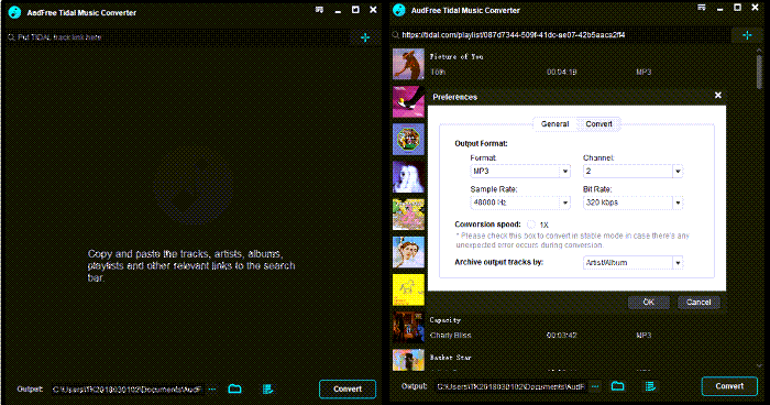 AudFreeでTindal音楽をダウンロードする手順1