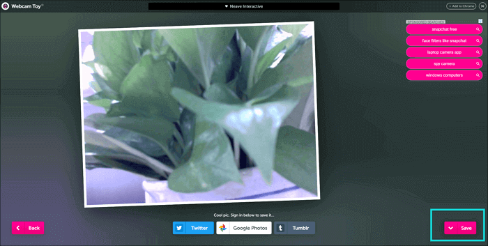 撮った写真を保存する場面