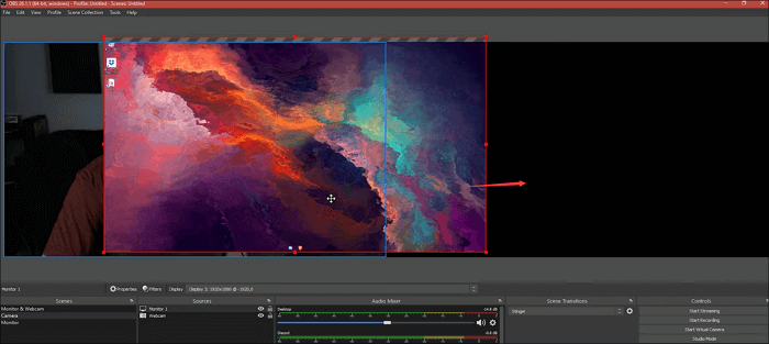 拖曳欲錄製螢幕到右側